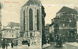 Villach Hauptplatz, Rautterhaus und Rautterbrunnen - Villach - alte historische Fotos Ansichten Bilder Aufnahmen Ansichtskarten 