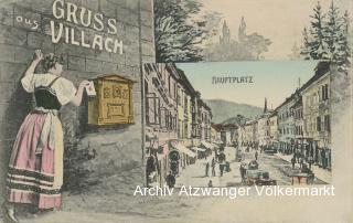 Villach mit Hauptplatz - alte historische Fotos Ansichten Bilder Aufnahmen Ansichtskarten 