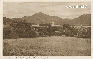 Mondsee mit Schafbergspitze - Oberösterreich - alte historische Fotos Ansichten Bilder Aufnahmen Ansichtskarten 