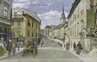 Blick von der Draubrücke - Villach-Innere Stadt - alte historische Fotos Ansichten Bilder Aufnahmen Ansichtskarten 