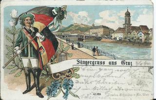 Sängergruss aus Graz - Europa - alte historische Fotos Ansichten Bilder Aufnahmen Ansichtskarten 