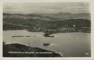 Luftbild Richtung Pörtschach - Pörtschach am Wörther See - alte historische Fotos Ansichten Bilder Aufnahmen Ansichtskarten 