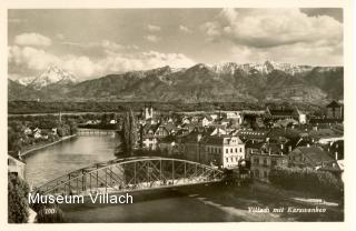 Stadtbrücke mit Kriegsbrücke im Hintergrund - Villach-Innere Stadt - alte historische Fotos Ansichten Bilder Aufnahmen Ansichtskarten 