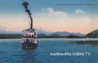 Klagenfurt, Wörthersee Schiffahrt Dampfer Helios - St. Martin   (12. Bez) - alte historische Fotos Ansichten Bilder Aufnahmen Ansichtskarten 