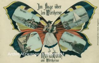 Schmetterlingkarte, Im Fluge über Maria Wörth - Oesterreich - alte historische Fotos Ansichten Bilder Aufnahmen Ansichtskarten 