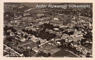 Villach, Flugbild von der Innenstadt - Villach(Stadt) - alte historische Fotos Ansichten Bilder Aufnahmen Ansichtskarten 