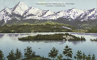 Blick von Drobollach auf die Insel - Drobollach am Faaker See - alte historische Fotos Ansichten Bilder Aufnahmen Ansichtskarten 