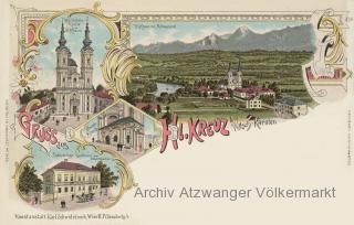 4 Bild Litho Karte Villach Perau - Villach(Stadt) - alte historische Fotos Ansichten Bilder Aufnahmen Ansichtskarten 