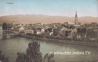 Villach, Stadtansicht mit Draubrücke - Kärnten - alte historische Fotos Ansichten Bilder Aufnahmen Ansichtskarten 