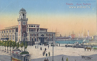 Triest - Fischhalle mit Strassenbahn - Friaul Julisch Venetien - alte historische Fotos Ansichten Bilder Aufnahmen Ansichtskarten 