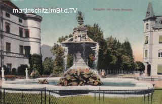 Spittal an der Drau, Burgplatz mit Brunnen - Kärnten - alte historische Fotos Ansichten Bilder Aufnahmen Ansichtskarten 