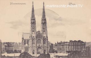 Wien, Maximilianplatz mit Votivkirche - alte historische Fotos Ansichten Bilder Aufnahmen Ansichtskarten 