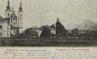 Kreuzkirche mit Mittagskogel - Kärnten - alte historische Fotos Ansichten Bilder Aufnahmen Ansichtskarten 