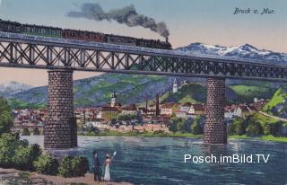 Bruck an der Mur, Eisenbahnbrücke - Oesterreich - alte historische Fotos Ansichten Bilder Aufnahmen Ansichtskarten 