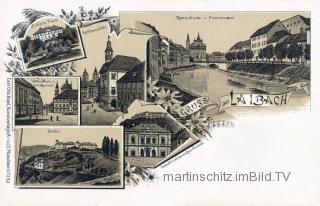 6 Bild Litho Karte - Laibach - Laibach / Ljubljana - alte historische Fotos Ansichten Bilder Aufnahmen Ansichtskarten 