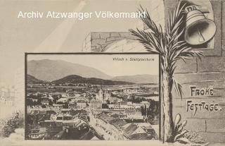 Villach Weihnachtskarte, Blick vom Stadtpfarrturm - Kärnten - alte historische Fotos Ansichten Bilder Aufnahmen Ansichtskarten 