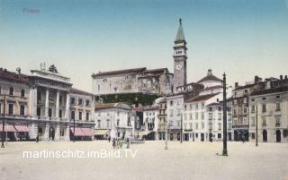 Piran, Piazza Tartini - alte historische Fotos Ansichten Bilder Aufnahmen Ansichtskarten 