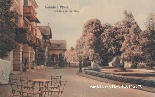 Warmbad mit Blick in die Allee - Villach - alte historische Fotos Ansichten Bilder Aufnahmen Ansichtskarten 