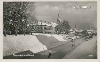 Eislaufen am Lendkanal - Klagenfurt am Wörthersee - alte historische Fotos Ansichten Bilder Aufnahmen Ansichtskarten 