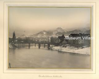 Die alte Holzbrücke - Oesterreich - alte historische Fotos Ansichten Bilder Aufnahmen Ansichtskarten 