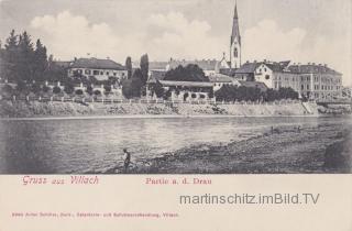 Villach, Drauberme noch ohne Dependance Mosser - Oesterreich - alte historische Fotos Ansichten Bilder Aufnahmen Ansichtskarten 