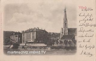 Villach mit der Nikolaikirche - Kärnten - alte historische Fotos Ansichten Bilder Aufnahmen Ansichtskarten 