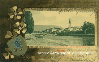 Villach an der Drau mit Nikolaikirche - alte historische Fotos Ansichten Bilder Aufnahmen Ansichtskarten 