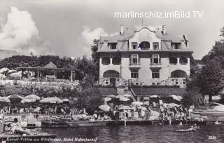 Velden, Hotel Hubertushof mit Badestrand - Villach Land - alte historische Fotos Ansichten Bilder Aufnahmen Ansichtskarten 