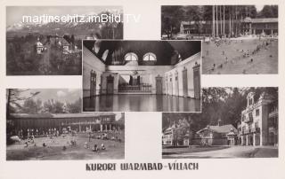 Warmbad Villach 5-Bildkarte - Kärnten - alte historische Fotos Ansichten Bilder Aufnahmen Ansichtskarten 