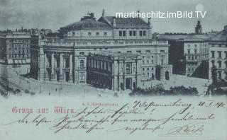 Wien, K.K. Hof-Burgtheater - Mondscheinkarte - Wien - alte historische Fotos Ansichten Bilder Aufnahmen Ansichtskarten 