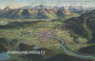 Panoramaansicht über Villach - Villach-Innere Stadt - alte historische Fotos Ansichten Bilder Aufnahmen Ansichtskarten 