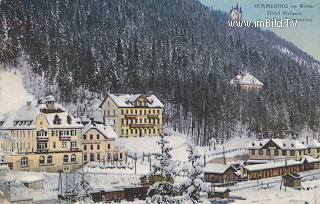 Semmering Bahnhof und Hotel Stefanie - Semmering-Kurort - alte historische Fotos Ansichten Bilder Aufnahmen Ansichtskarten 