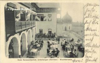 Unterbergen Hotel Karawankenhof Musikterrasse - Kärnten - alte historische Fotos Ansichten Bilder Aufnahmen Ansichtskarten 