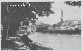 Drau mit Blickrichtung Nikolaikirche - Draulände - alte historische Fotos Ansichten Bilder Aufnahmen Ansichtskarten 