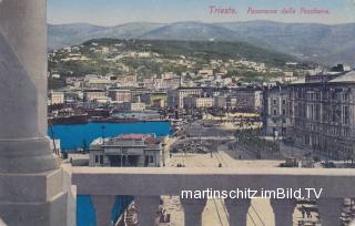 Triest, Panorama über den Fischmarkt - Friaul Julisch Venetien - alte historische Fotos Ansichten Bilder Aufnahmen Ansichtskarten 
