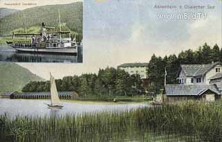 Seehof und Hotel Annenheim mit Damfschiff - Villach - alte historische Fotos Ansichten Bilder Aufnahmen Ansichtskarten 