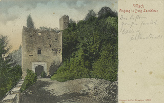 Eingang Ruine Landskron - Villach - alte historische Fotos Ansichten Bilder Aufnahmen Ansichtskarten 
