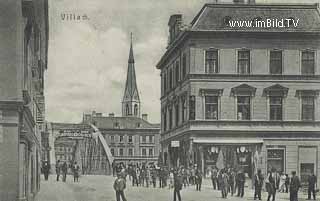 Hauptplatz mit alter Draubrücke - Villach(Stadt) - alte historische Fotos Ansichten Bilder Aufnahmen Ansichtskarten 