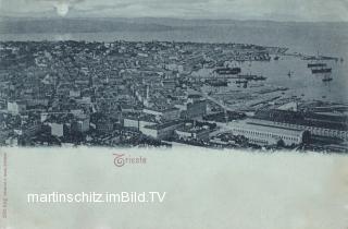 Triest, Stadt und Hafenansicht - Triest - alte historische Fotos Ansichten Bilder Aufnahmen Ansichtskarten 