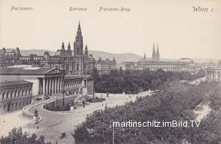 Parlament, Rathaus und Franz Josefs Ring - Wien  1.,Innere Stadt - alte historische Fotos Ansichten Bilder Aufnahmen Ansichtskarten 