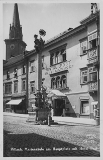 Hotel Post und Mariensäule - Villach-Innere Stadt - alte historische Fotos Ansichten Bilder Aufnahmen Ansichtskarten 