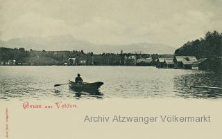 Velden, Blick auf Schloss Velden - Foto Alois Beer - Kärnten - alte historische Fotos Ansichten Bilder Aufnahmen Ansichtskarten 