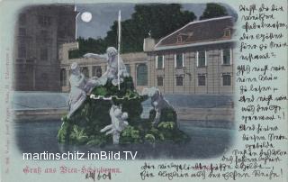 Wien Schönbrunn, Schlosshof - Mondscheinkarte  - Europa - alte historische Fotos Ansichten Bilder Aufnahmen Ansichtskarten 