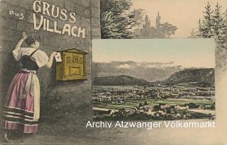 Villach Panoramaansicht - Verlag Franz Knollmülle - Kärnten - alte historische Fotos Ansichten Bilder Aufnahmen Ansichtskarten 