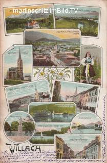 12 Bild Litho Karte - Villach - Kärnten - alte historische Fotos Ansichten Bilder Aufnahmen Ansichtskarten 