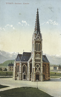 Evangelische Kirche - Villach-Innere Stadt - alte historische Fotos Ansichten Bilder Aufnahmen Ansichtskarten 
