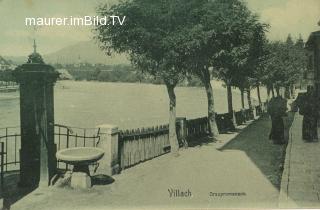Draupromenade mit Brunnen - Villach-Innere Stadt - alte historische Fotos Ansichten Bilder Aufnahmen Ansichtskarten 