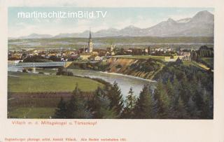 Blick von St. Martin auf Villach u. die Karawanken - Kärnten - alte historische Fotos Ansichten Bilder Aufnahmen Ansichtskarten 