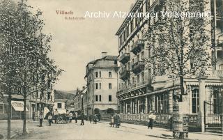 Villach Schulstraße mit Parkhotel und Leiningenhof - Europa - alte historische Fotos Ansichten Bilder Aufnahmen Ansichtskarten 