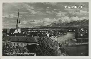 Alte Draubrücke mit Nikolaikirche - Villach - alte historische Fotos Ansichten Bilder Aufnahmen Ansichtskarten 